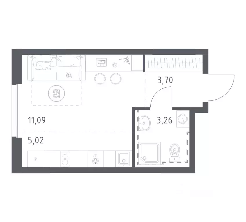 Студия Башкортостан, Уфа Дема жилрайон, Новая Дема жилой комплекс, ... - Фото 1