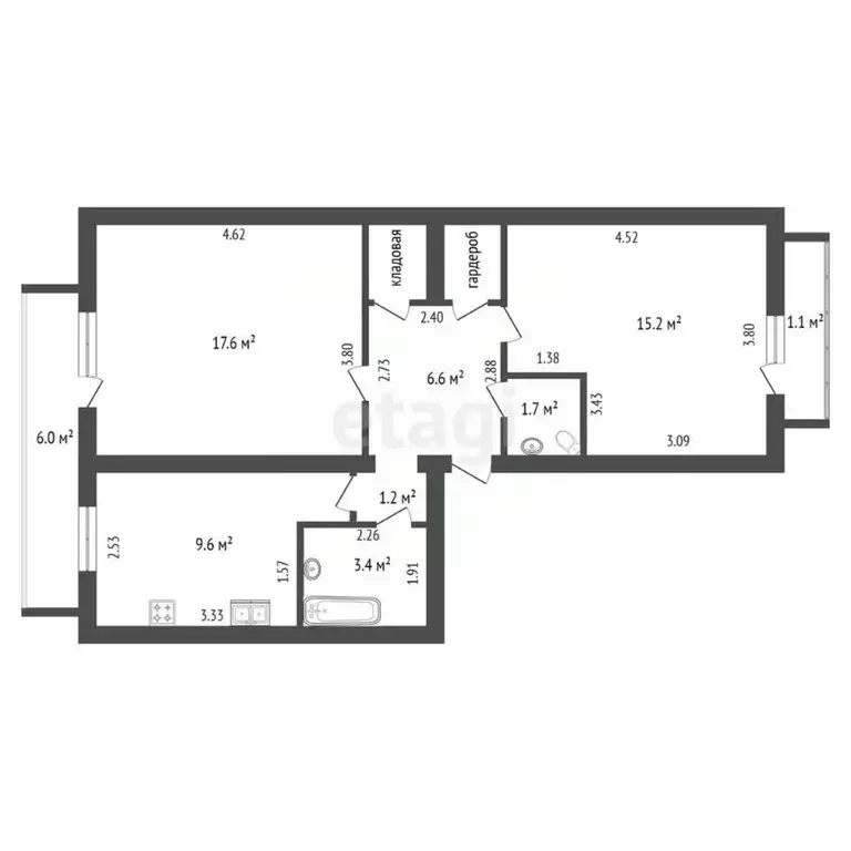 2-к кв. Крым, Феодосия ул. Грина, 35к2 (57.1 м) - Фото 2
