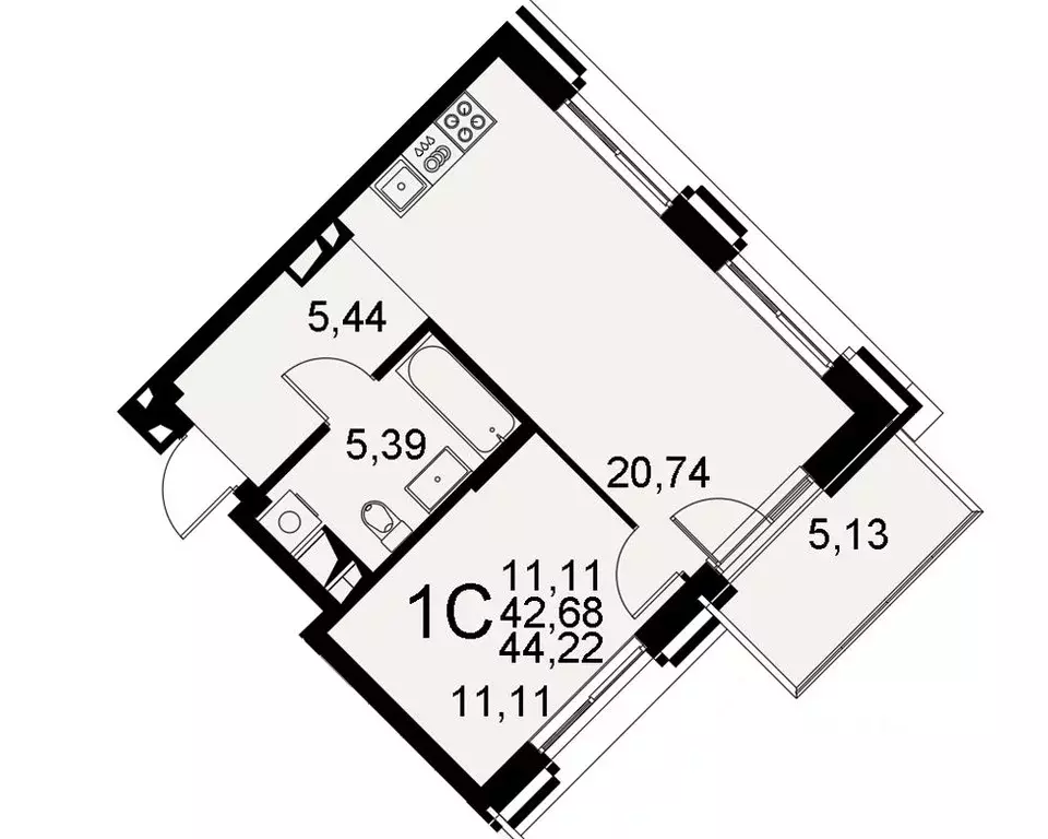 1-к кв. Тульская область, Тула Хлебная пл. (44.22 м) - Фото 0