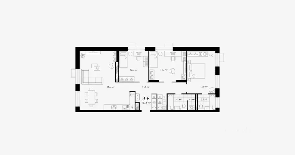 3-к кв. Астраханская область, Астрахань ул. Бехтерева, 2В (100.6 м) - Фото 1