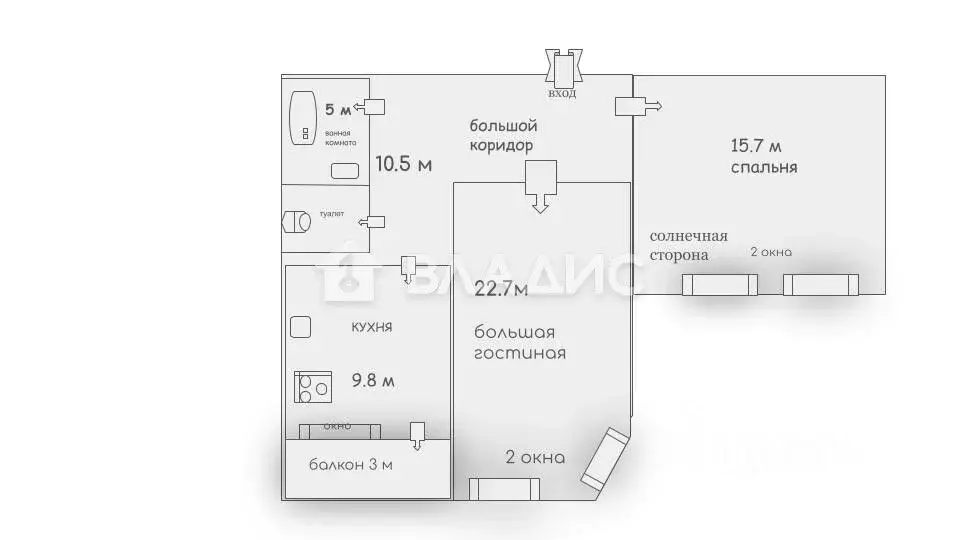 2-к кв. Санкт-Петербург ул. Политрука Пасечника, 10к2 (62.6 м) - Фото 1