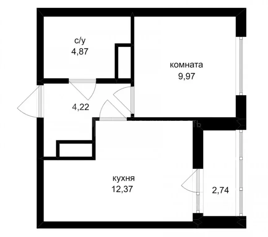 1-к кв. Тюменская область, Тюмень ул. Фармана Салманова, 26к2 (30.7 м) - Фото 1