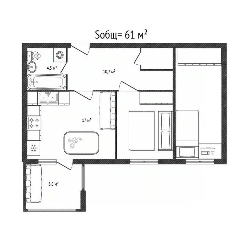 2-к кв. Брянская область, Брянск ул. Имени А.Ф. Войстроченко, 3 (61.0 ... - Фото 2