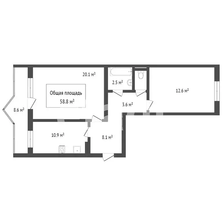 2-комнатная квартира: Томск, Ленская улица, 47 (58.8 м) - Фото 0