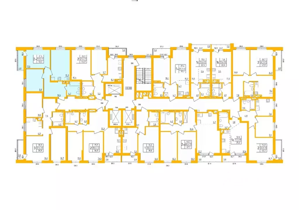 2-к кв. Башкортостан, Уфа Инорс-4Б мкр, Акварель жилой комплекс (53.4 ... - Фото 1