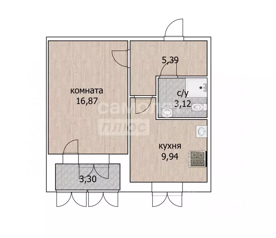 1-к кв. Башкортостан, Уфа ул. Академика Курчатова, 65/2 (34.8 м) - Фото 0