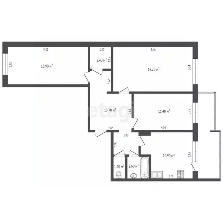 3-к кв. Саха (Якутия), Якутск 202-й мкр, 16 (76.4 м) - Фото 2