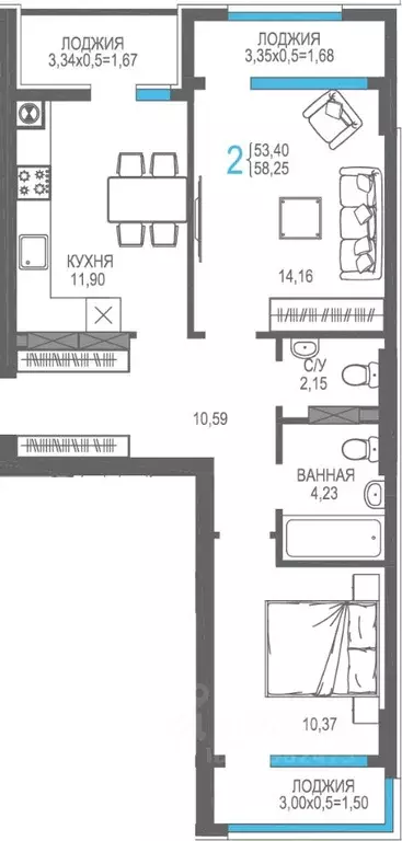 2-к кв. Крым, Алушта На Фонтанке жилой комплекс (58.25 м) - Фото 1