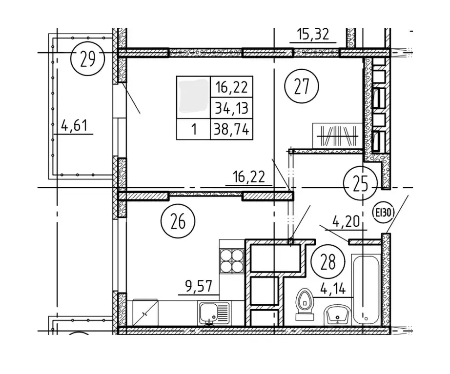 1-к кв. Ставропольский край, Пятигорск Центр мкр,  (38.74 м) - Фото 1