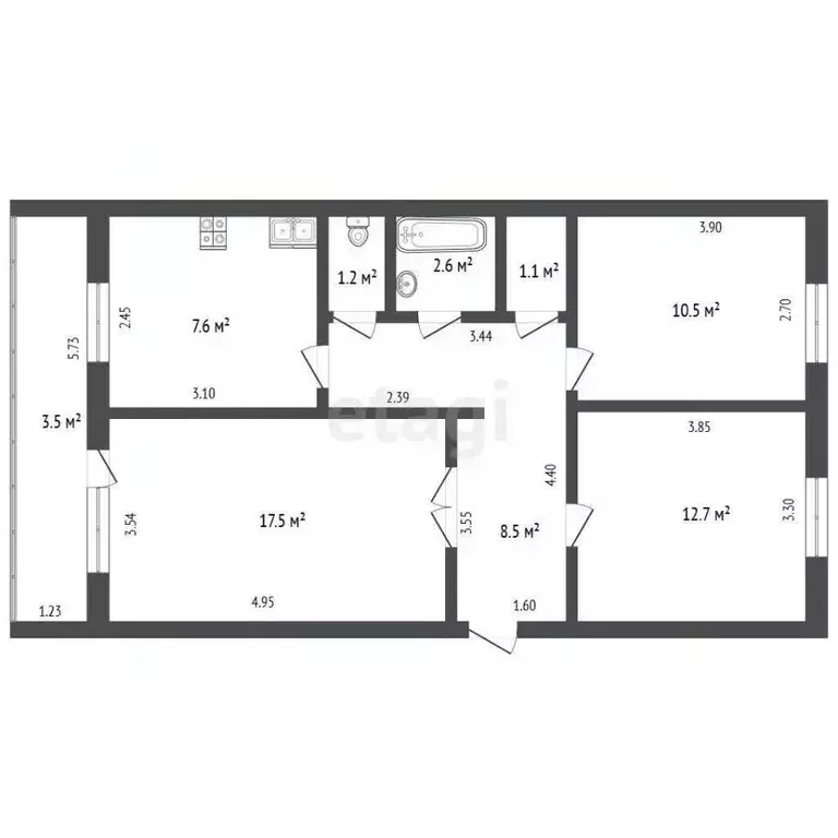 3-к кв. Башкортостан, Стерлитамак Михайловский мкр, ул. Шафиева, 21 ... - Фото 1