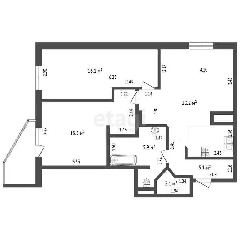 2-комнатная квартира: Раменское, улица Мира, 2 (72.3 м) - Фото 1