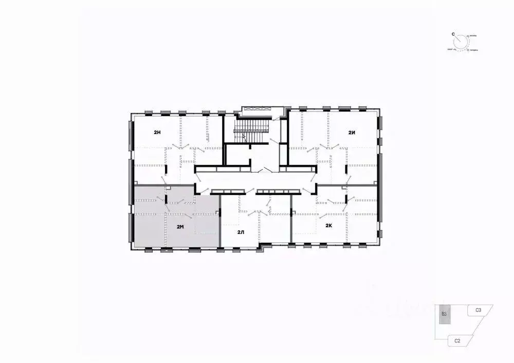 2-к кв. Татарстан, Казань Минтимер жилой комплекс (62.27 м) - Фото 2