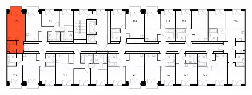 Квартира-студия, 27,7 м, 6/9 эт. - Фото 0