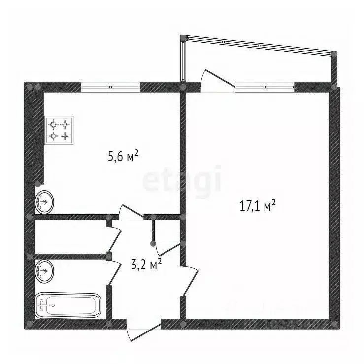 1-к кв. Башкортостан, Уфа ул. Ферина, 12 (31.5 м) - Фото 1