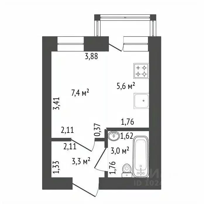 Студия Башкортостан, Уфа ул. Бородинская, 11/1 (20.0 м) - Фото 2