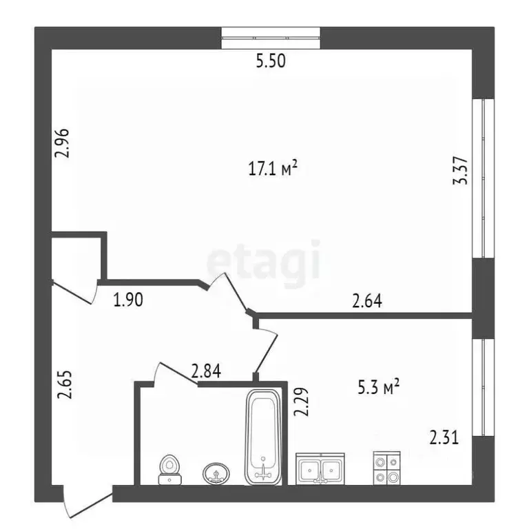 1-к кв. санкт-петербург просп. тореза, 17 (30.5 м) - Фото 1