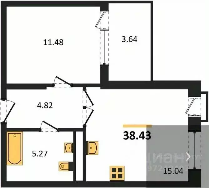 1-к кв. Воронежская область, Воронеж наб. Чуева, 7 (38.43 м) - Фото 0