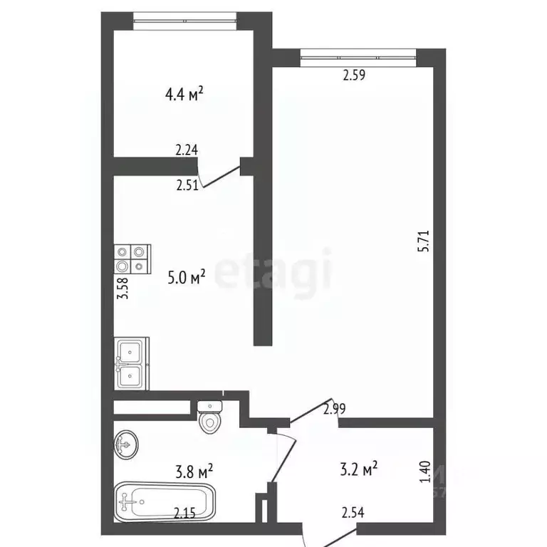 1-к кв. Краснодарский край, Анапа ул. Ленина, 190к3 (36.0 м) - Фото 2