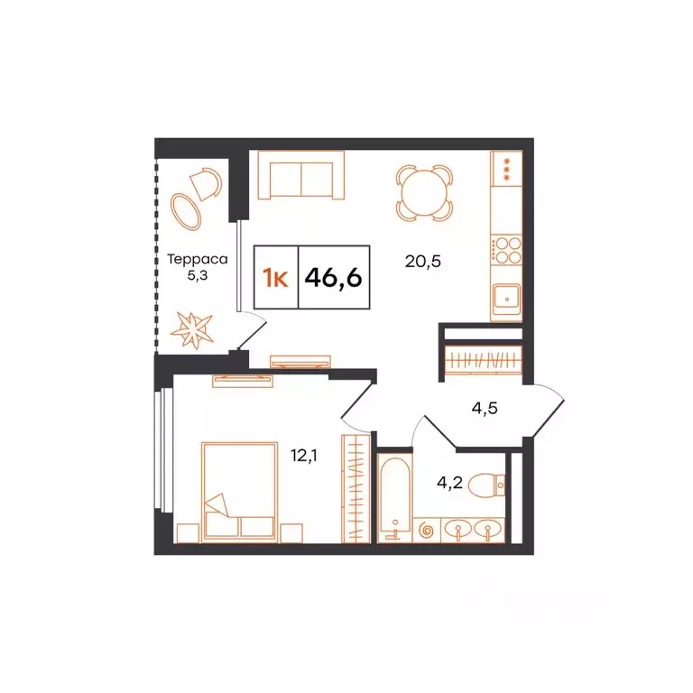 1-к кв. Свердловская область, Нижний Тагил 1-й кв-л, Александровский ... - Фото 1