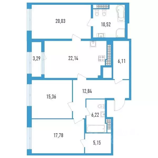 3-к кв. Санкт-Петербург ул. Типанова, 22 (117.8 м) - Фото 0