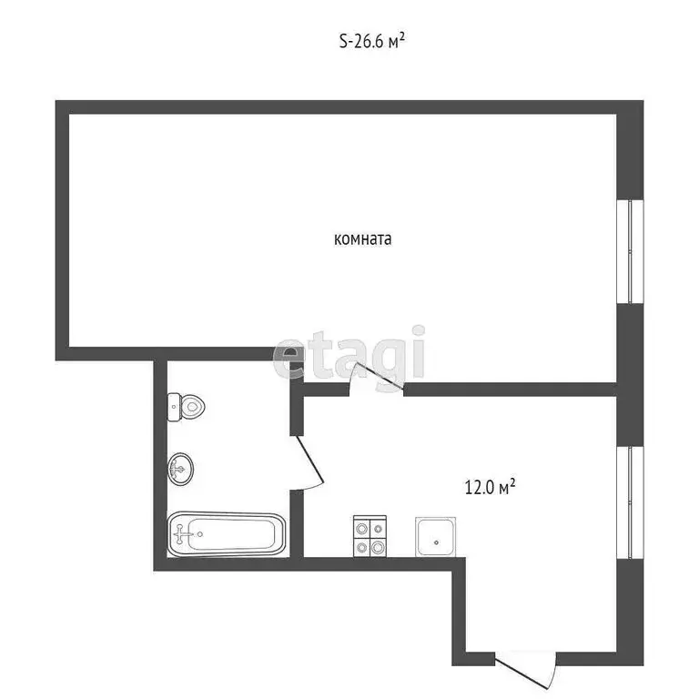 1-комнатная квартира: Калуга, улица Фомушина, 31 (26.6 м) - Фото 1