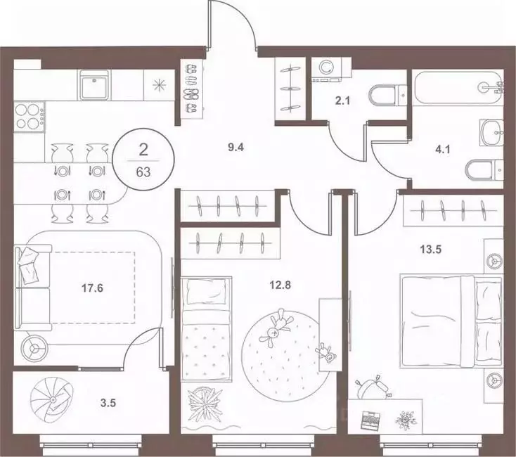 2-к кв. Пензенская область, Пенза Арбеково жилрайон, Дальнее Арбеково ... - Фото 2