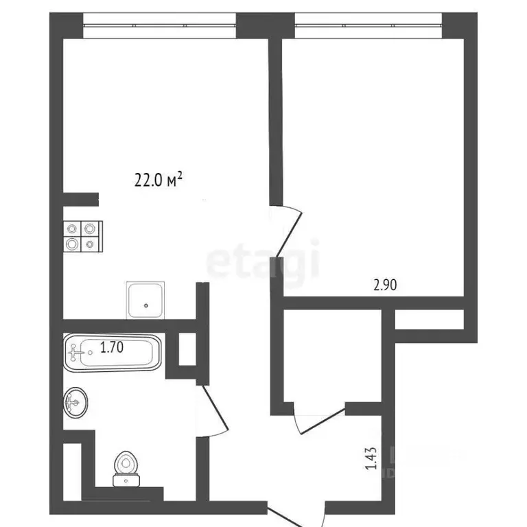 2-к кв. москва ул. народного ополчения, 13 (43.0 м) - Фото 1