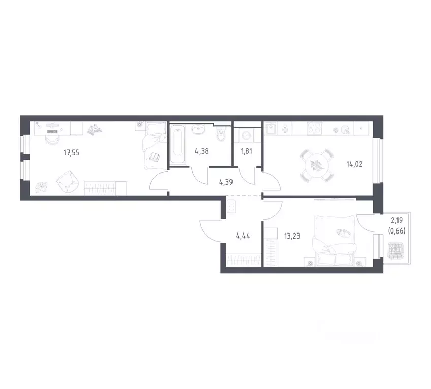 2-к кв. Московская область, Ленинский городской округ, д. Калиновка ... - Фото 1