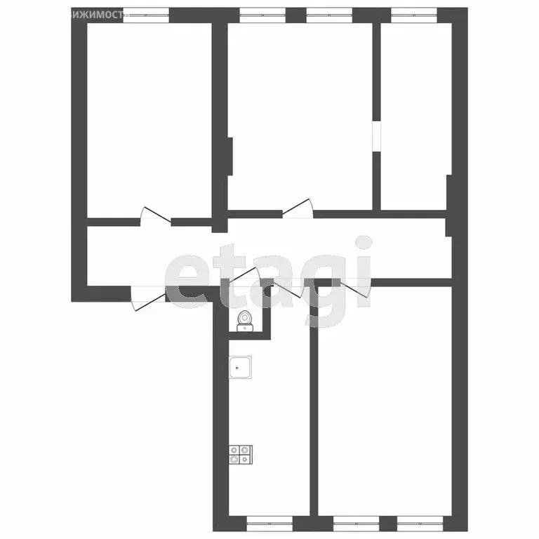 1к в 3-комнатной квартире (14.4 м) - Фото 1