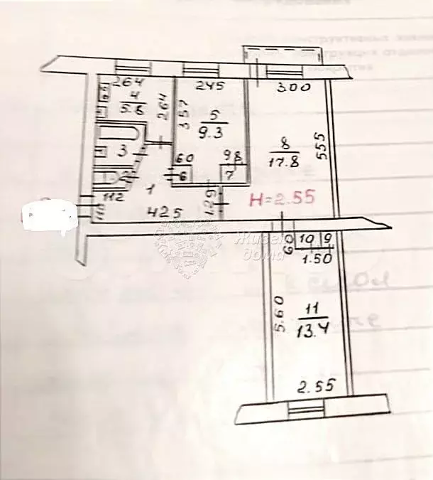 3-к. квартира, 59,2 м, 3/5 эт. - Фото 0