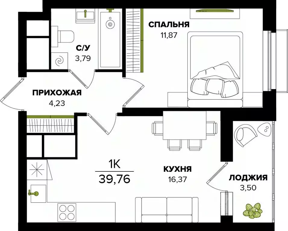 1-к кв. Тульская область, Тула  (39.76 м) - Фото 0
