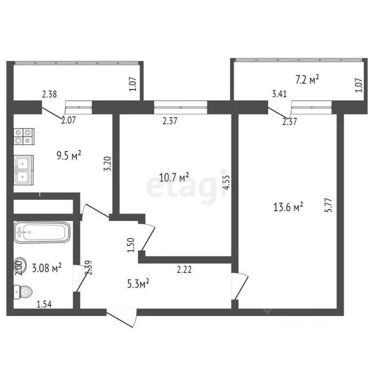 2-к кв. Краснодарский край, Анапа Парковая ул., 64к5 (56.0 м) - Фото 1