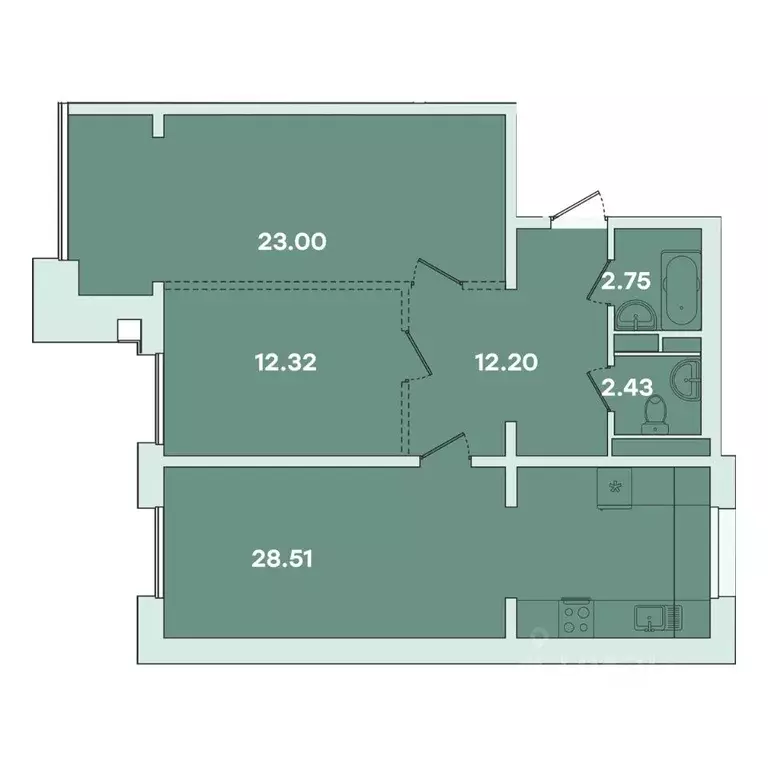 2-к кв. Иркутская область, Иркутск ул. Петрова, 16 (81.2 м) - Фото 1