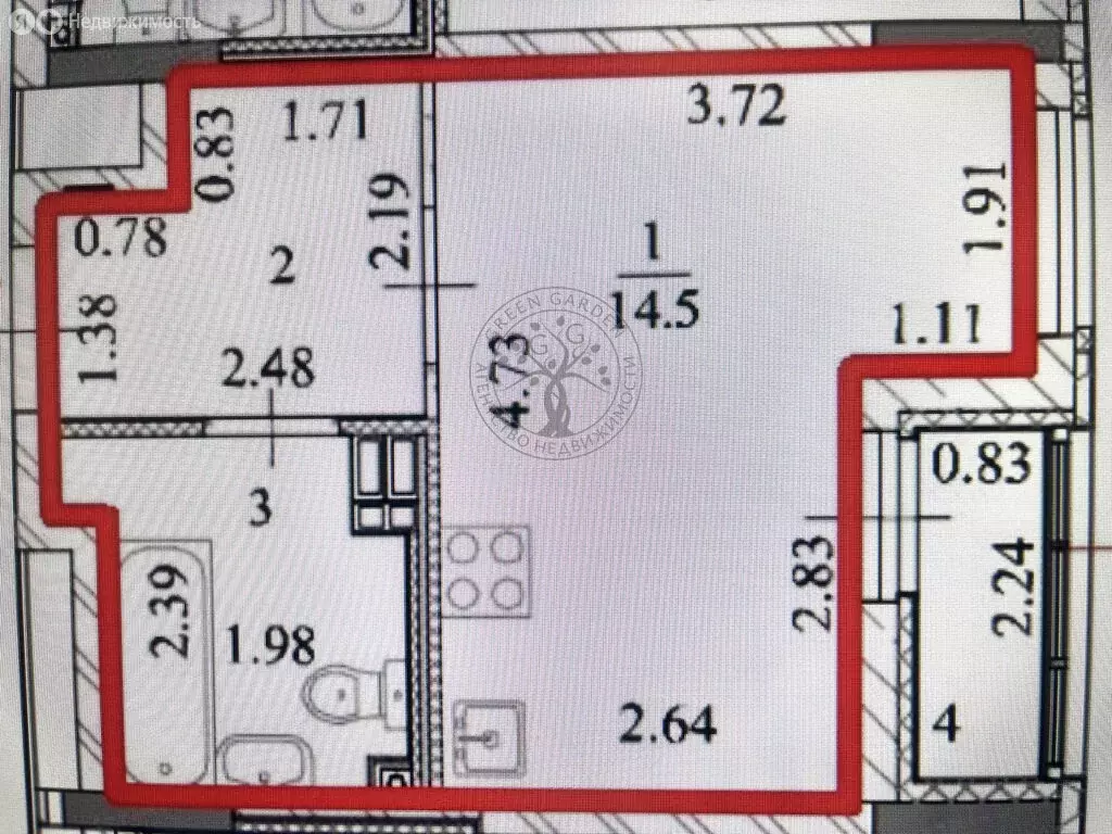 Квартира-студия: Екатеринбург, улица Академика Ландау, 38 (23.9 м) - Фото 1