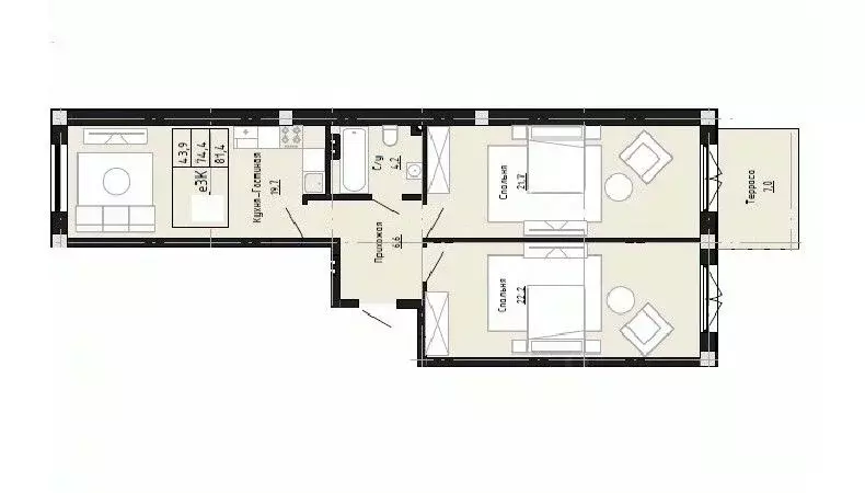 3-к кв. Дагестан, Дербент  (81.4 м) - Фото 1