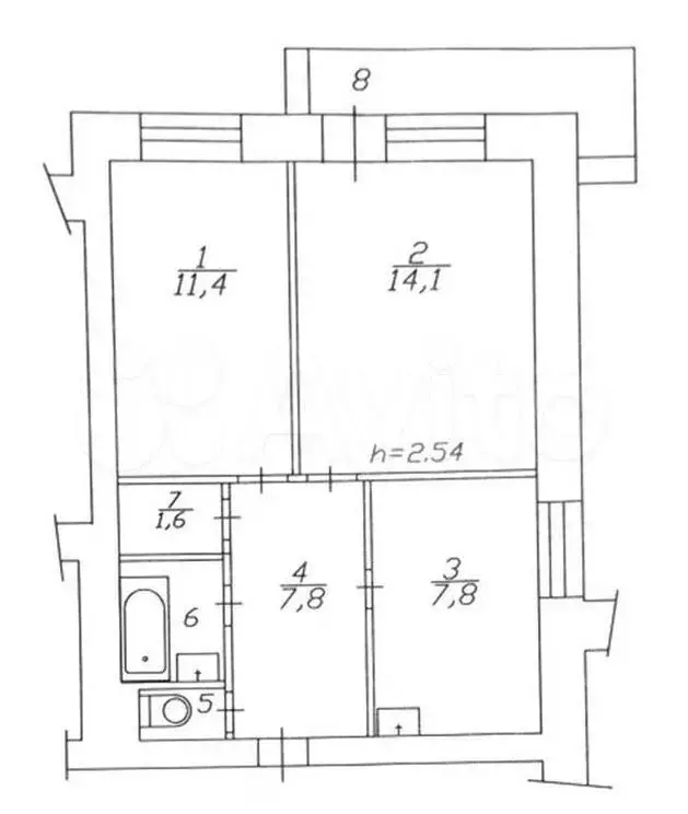 2-к. квартира, 47,2 м, 6/9 эт. - Фото 0