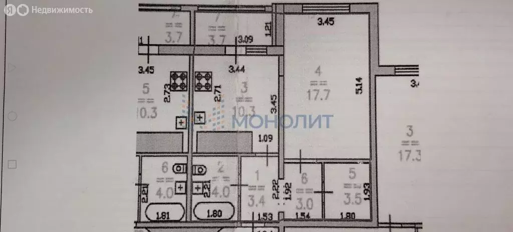 1-комнатная квартира: Нижний Новгород, жилой район Кузнечиха, бульвар ... - Фото 2