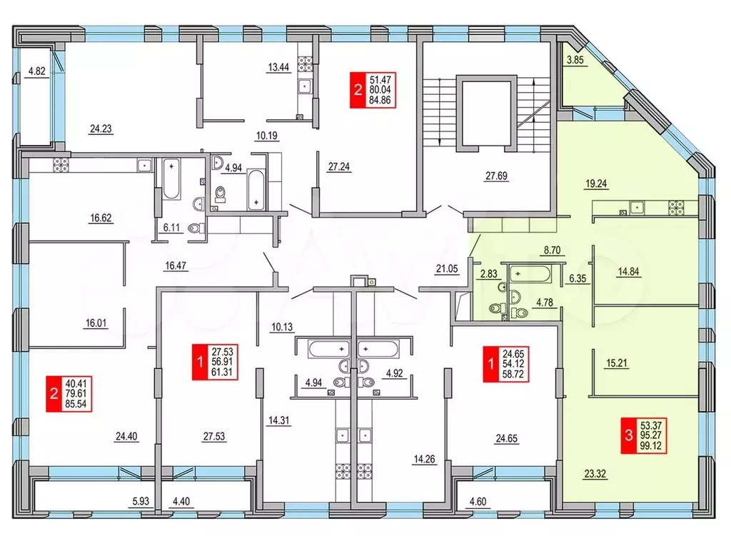 3-к. квартира, 99,1 м, 5/8 эт. - Фото 1