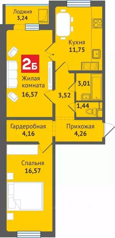 2-к кв. Марий Эл, Медведево городское поселение, Медведево пгт ул. ... - Фото 1