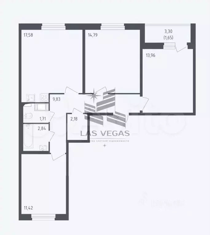 3-к. квартира, 76 м, 3/7 эт. - Фото 0
