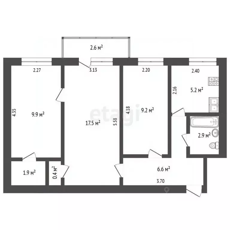 3-к кв. Калужская область, Калуга ул. Вилонова, 38 (53.6 м) - Фото 0