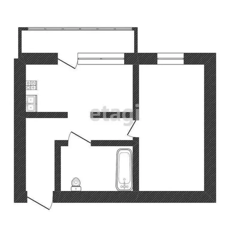 1-комнатная квартира: Салават, улица Бекетова, 40 (34.8 м) - Фото 1