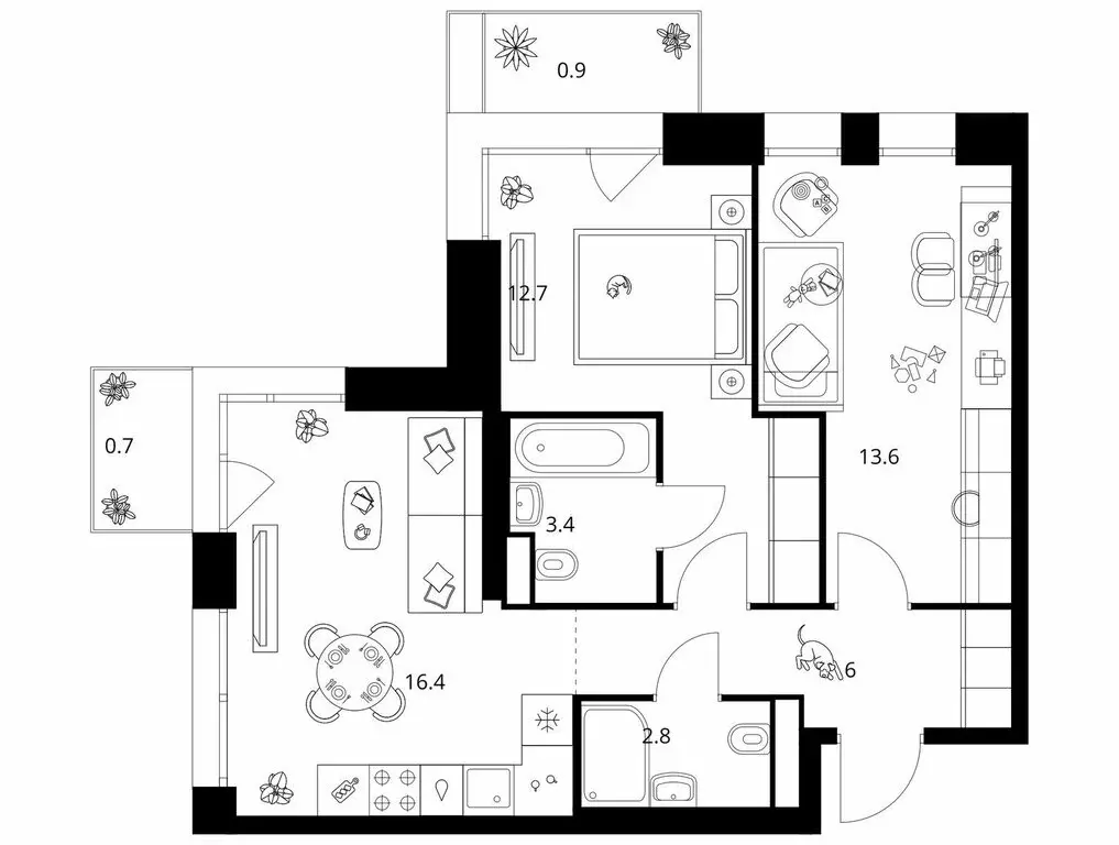 2-комнатная квартира: Москва, ЖК Строгино 360 (56.5 м) - Фото 1