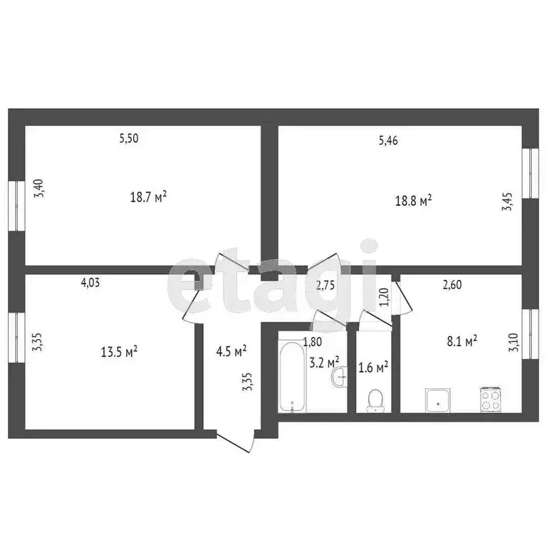 3-комнатная квартира: Тверь, проспект Ленина, 43А (77.4 м) - Фото 1