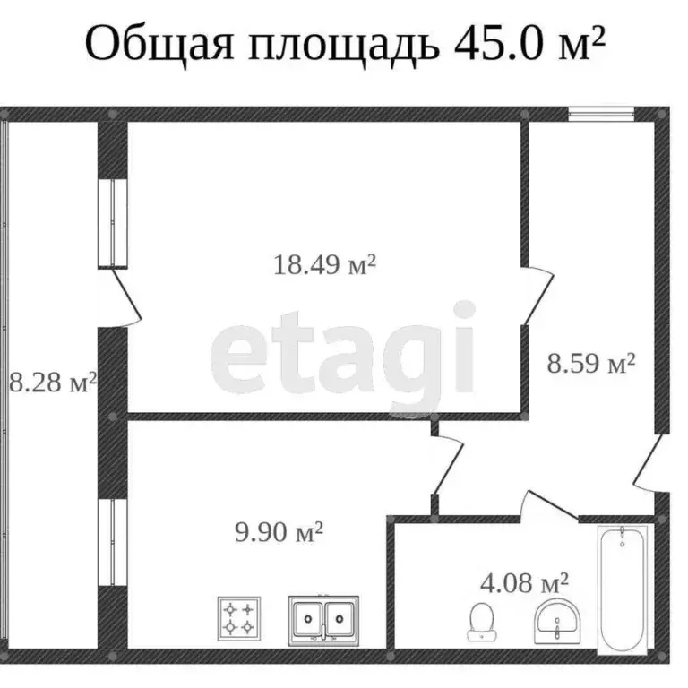 1-к кв. Ростовская область, Ростов-на-Дону Извилистая ул., 7 (47.0 м) - Фото 1