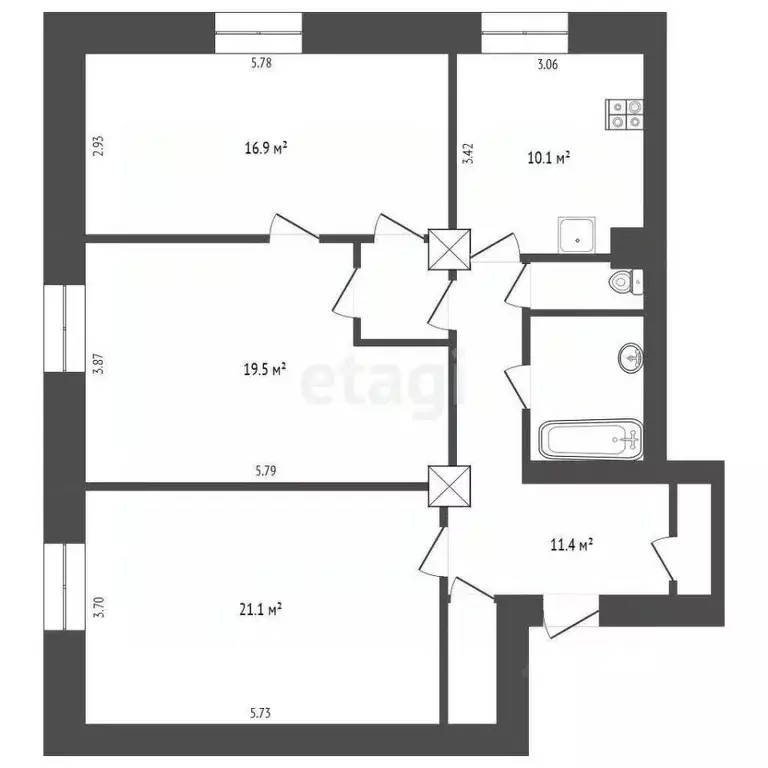 3-к кв. Москва ул. Менжинского, 5 (89.2 м) - Фото 1