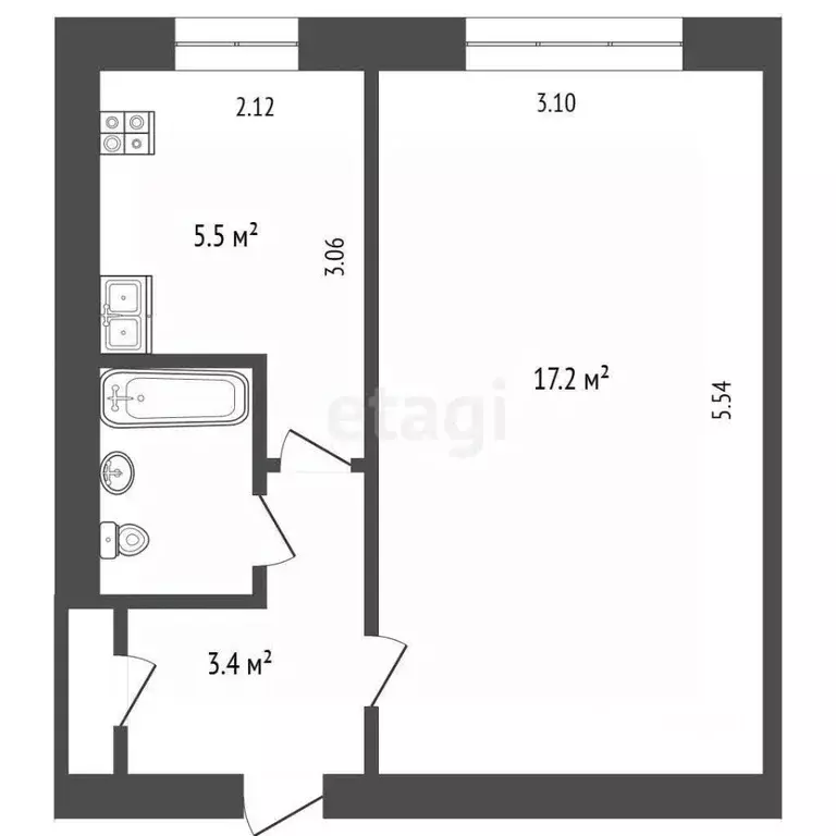 1-к кв. Вологодская область, Вологда Козленская ул., 127 (29.0 м) - Фото 2