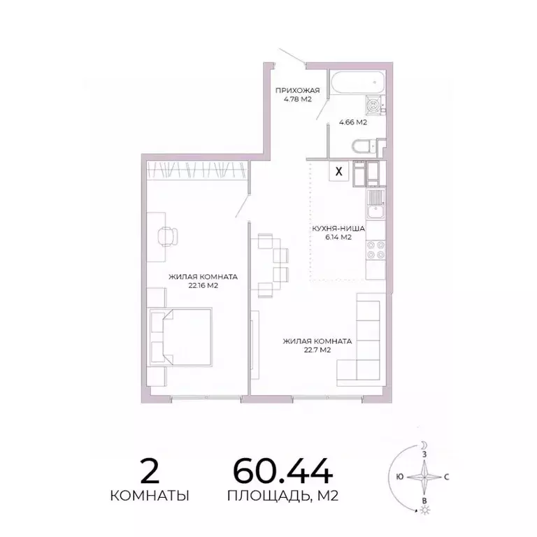 2-к кв. Пензенская область, Пенза Побочинская ул., с18 (60.44 м) - Фото 0