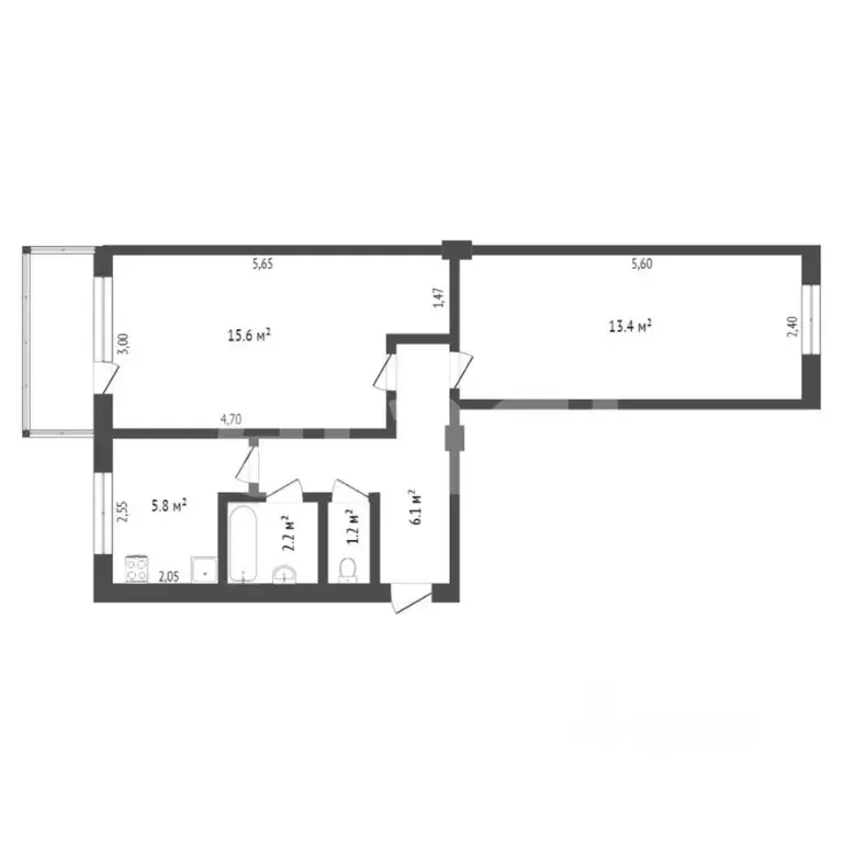 2-к кв. Омская область, Омск Входной мкр, 24 (45.0 м) - Фото 1