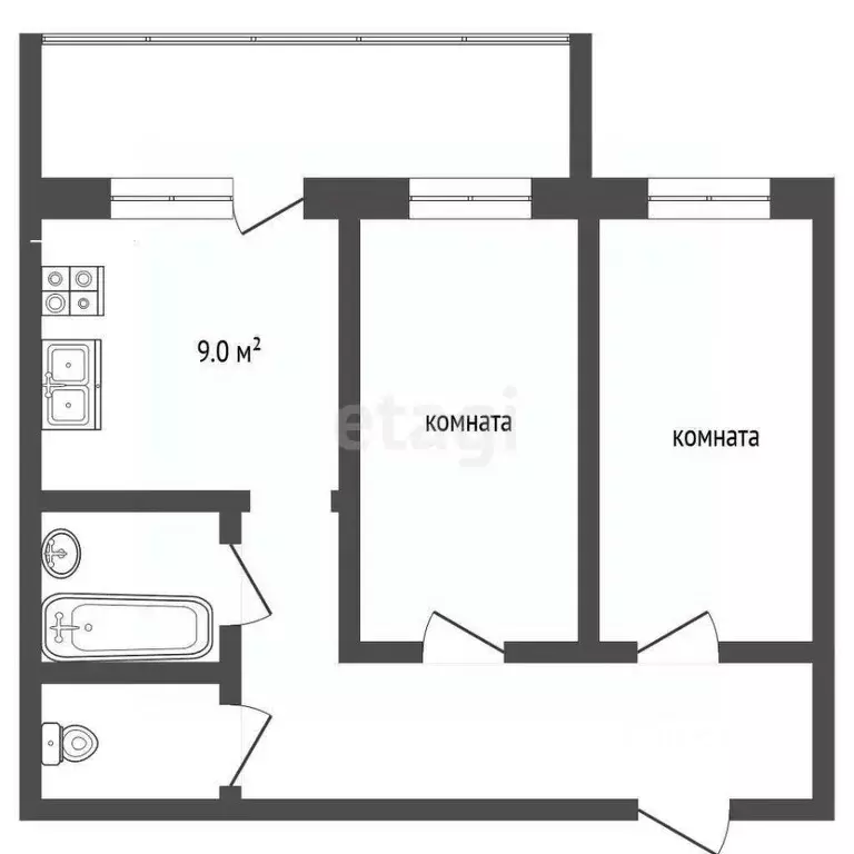 2-к кв. Ярославская область, Рыбинск 1-я Выборгская ул., 51 (52.0 м) - Фото 2
